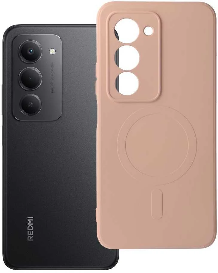Oem SILIKONINIS MAG DĖKLAS, suderinamas su „MagSafe“, skirtas XIAOMI Redmi 15 4G / 5G (171,1 mm), rožinis