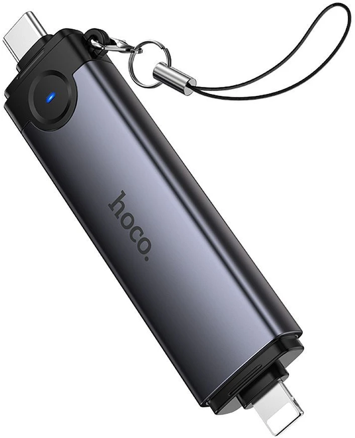 Card reader SD/TF 3.0 + USB 2.0 Type-C/Lightning Hoco HB56B pilkas