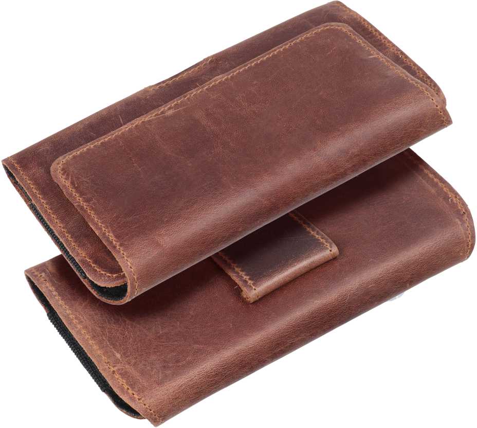 OEM odinis universalus horizontalus diržo dėklas - ROYAL Crazy Horse / ruda - 2XL dydis - skirtas SAMSUNG A21s / S20 ULTRA / S21 ULTRA / A70 / A71 / XIAOMI REDMI 9 / HUAWEI P SMART PRO
