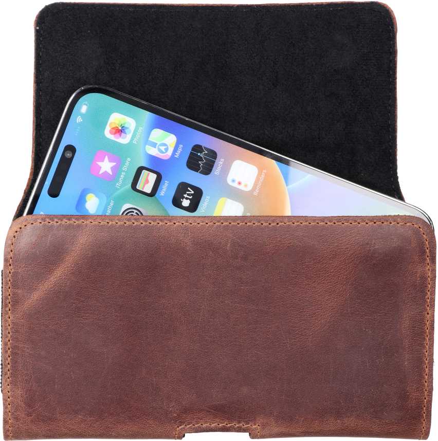 OEM odinis universalus horizontalus diržo dėklas - ROYAL Crazy Horse / ruda - 2XL dydis - skirtas SAMSUNG A21s / S20 ULTRA / S21 ULTRA / A70 / A71 / XIAOMI REDMI 9 / HUAWEI P SMART PRO