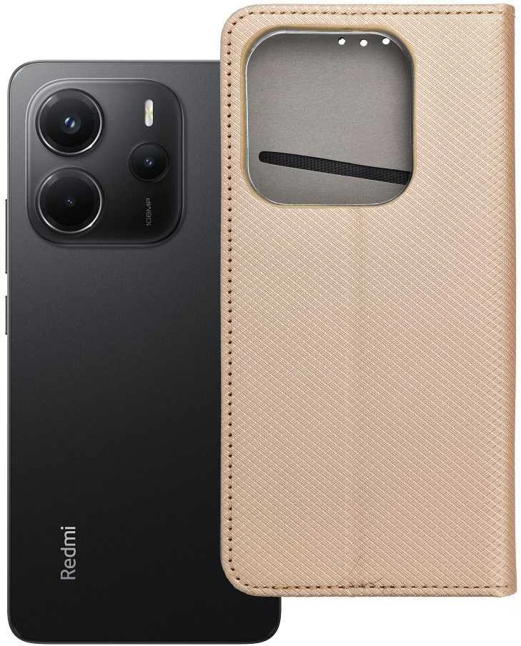 Dėklas Oem SMART CASE Book skirtas Xiaomi Redmi Note 14 5G aukso spalvos