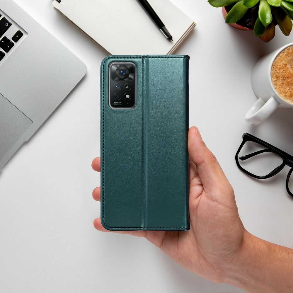 Oem Dėklas su atvartu Xiaomi Redmi NOTE 15 PRO PLUS 5G Smart Magneto tamsiai žalia