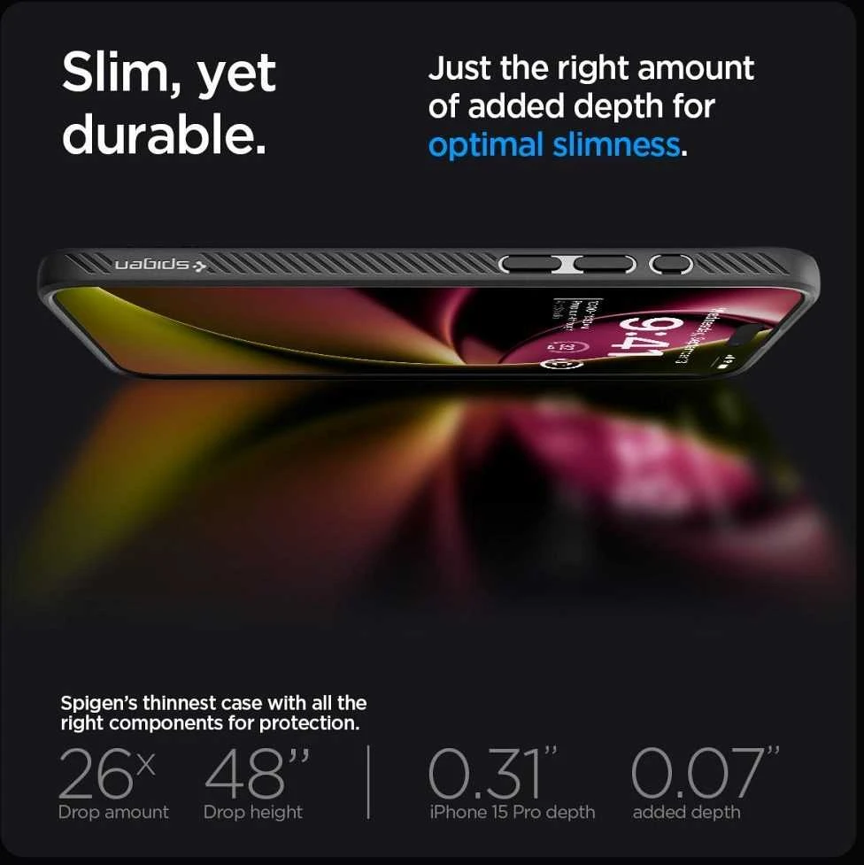 Dėklas SPIGEN LIQUID AIR IPHONE 15 PRO Juodas
