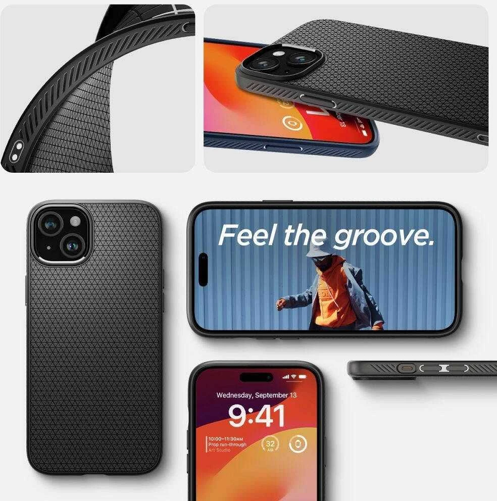 Spigen dėklas LIQUID AIR skirtas Apple iPhone 16 Plus matte juodos spalvos
