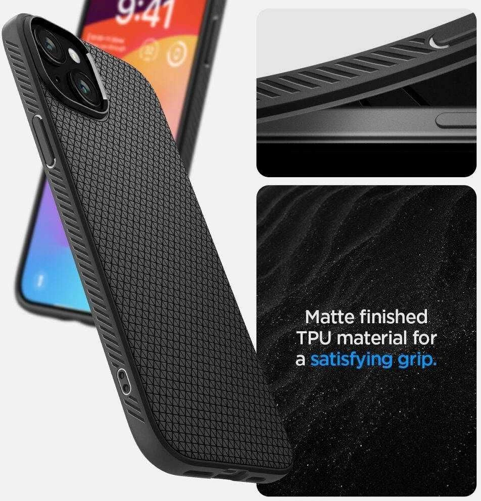 Spigen dėklas LIQUID AIR skirtas Apple iPhone 16 Plus matte juodos spalvos
