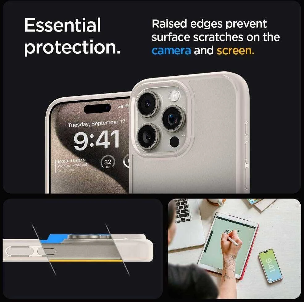 Spigen Liquid Air Apple iPhone 16 Pro – dėklas telefonui titano spalvos