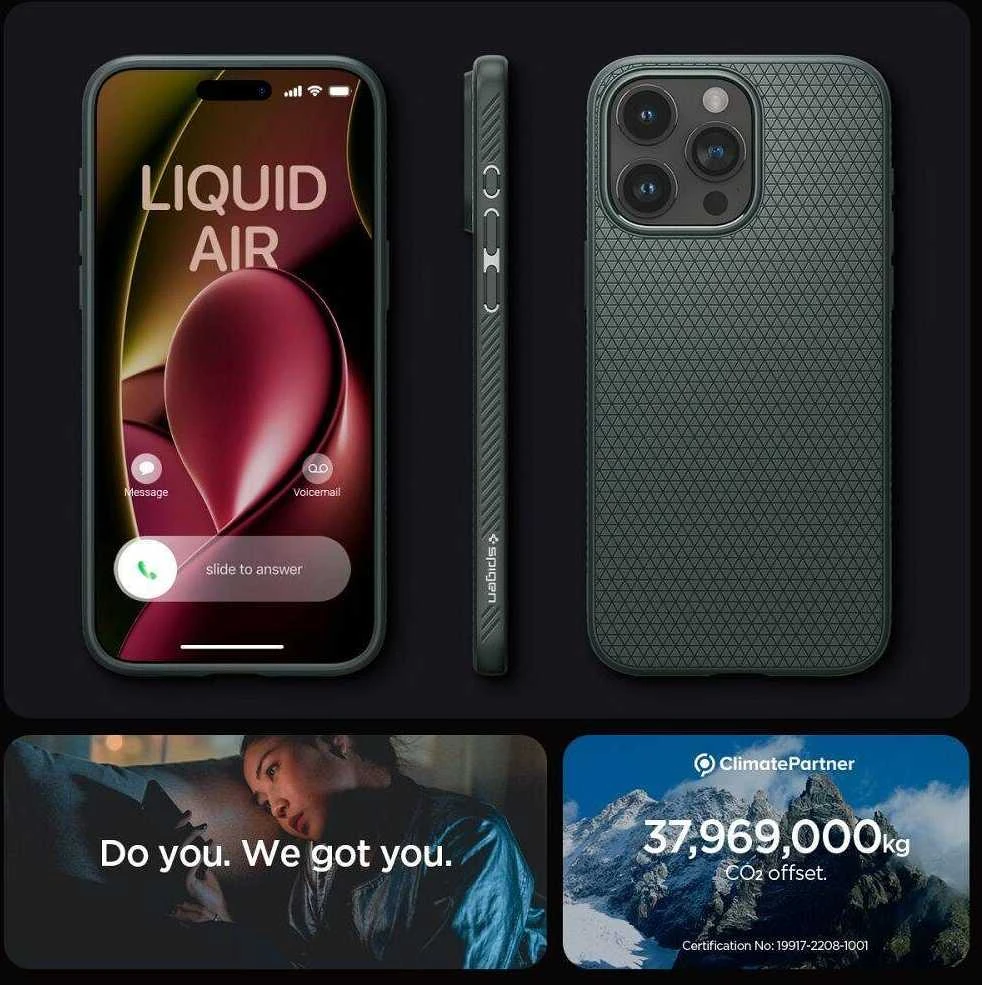 Spigen Liquid Air Apple iPhone 16 Pro Max – dėklas telefonui žalios spalvos