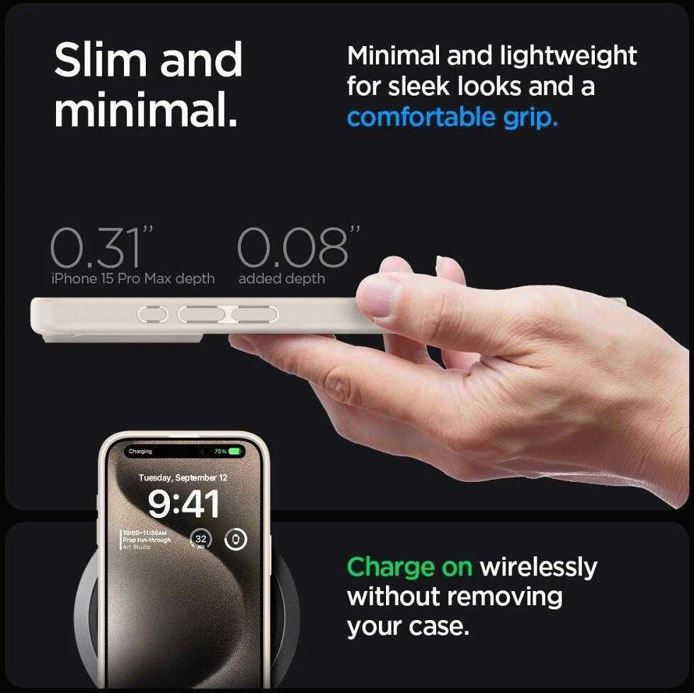 Spigen Liquid Air Apple iPhone 16 Pro – dėklas telefonui titano spalvos