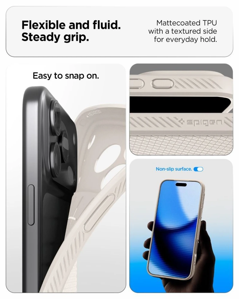 Dėklas SPIGEN case LIQUID AIR for IPHONE 17 Pro/ 18 Pro natural titanium
