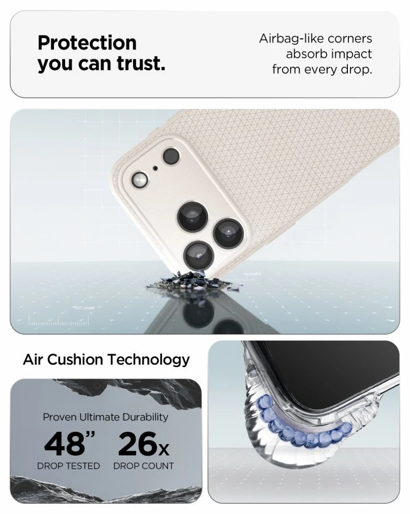 Dėklas SPIGEN case LIQUID AIR for IPHONE 17 Pro/ 18 Pro natural titanium