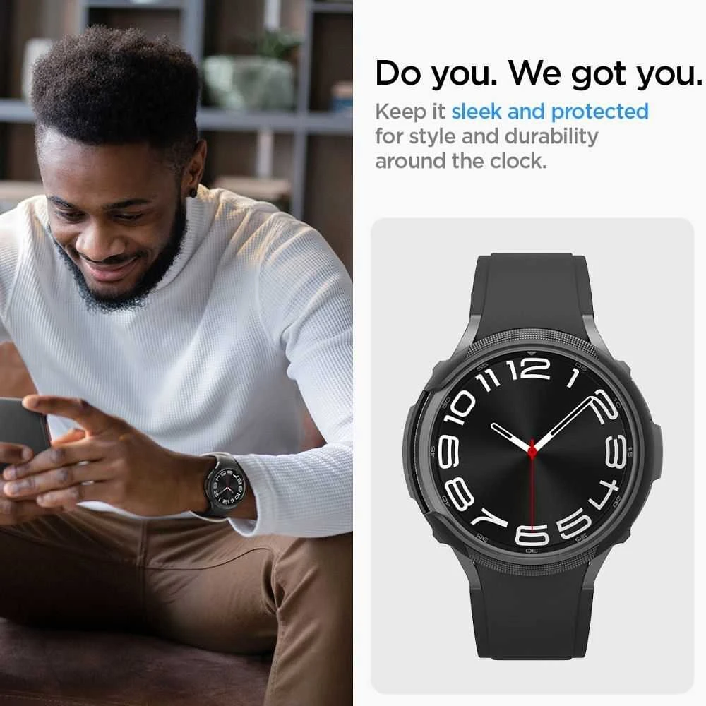 Dėklas Spigen Liquid Air, matinės juodos spalvos – Samsung Galaxy Watch6 Classic 43mm