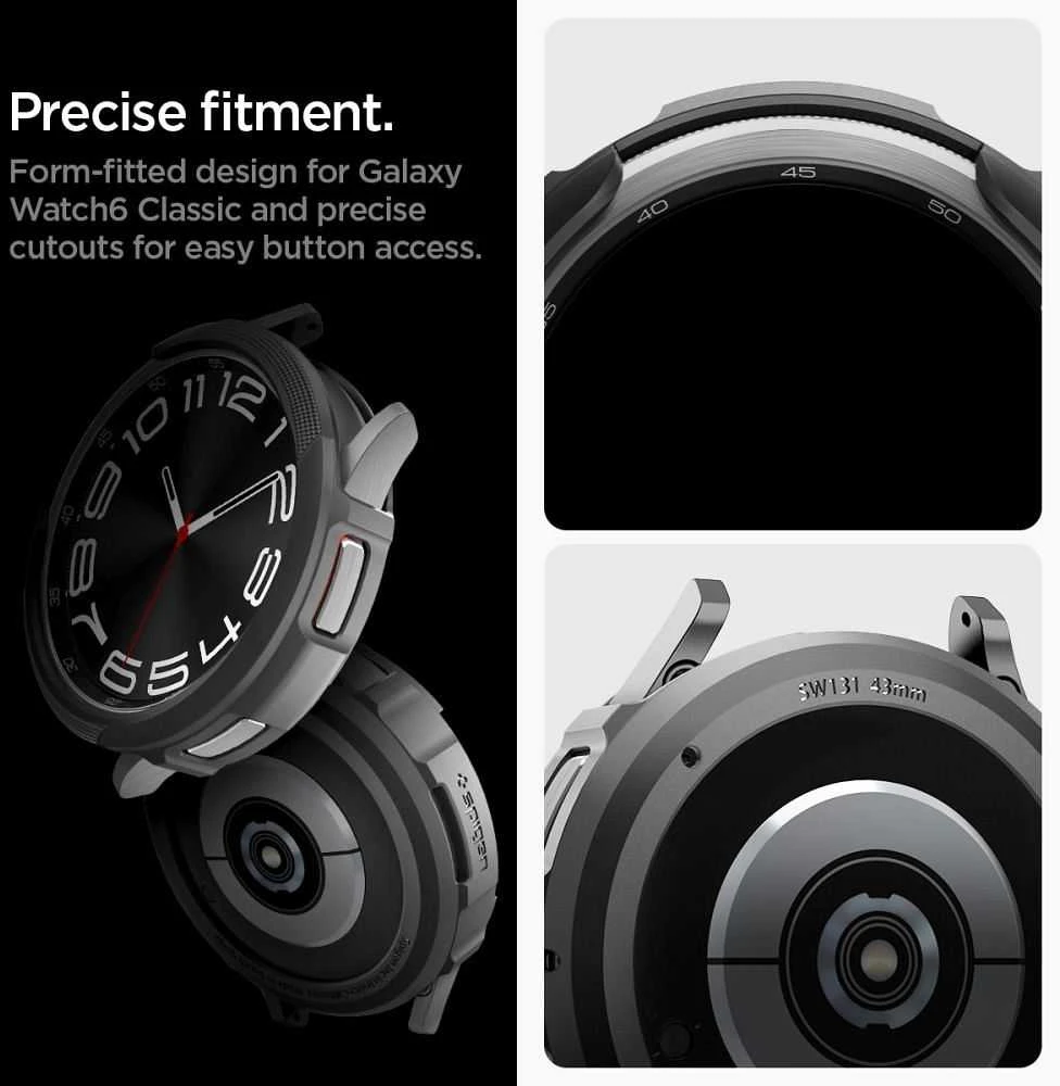 Dėklas Spigen Liquid Air, matinės juodos spalvos – Samsung Galaxy Watch6 Classic 43mm