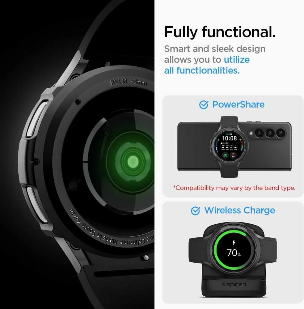 Dėklas Spigen Liquid Air, matinės juodos spalvos – Samsung Galaxy Watch6 Classic 43mm