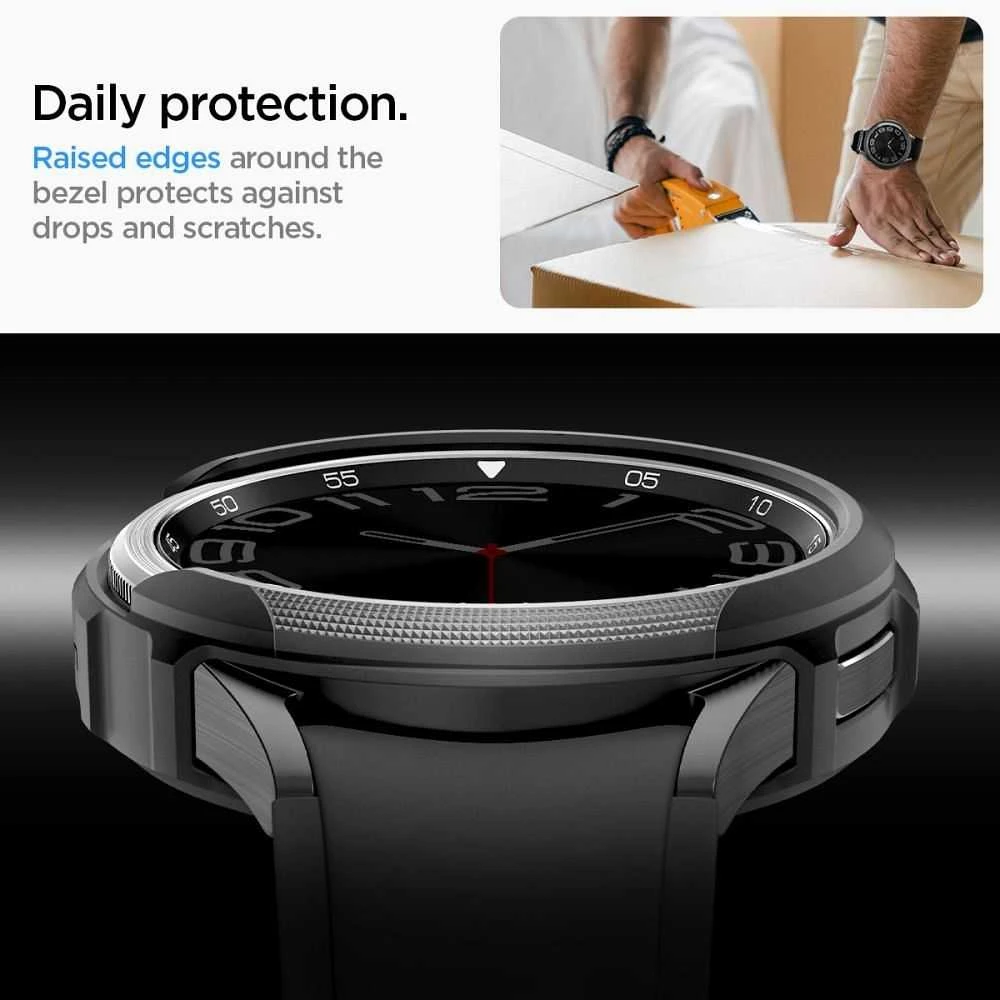 Dėklas Spigen Liquid Air, matinės juodos spalvos – Samsung Galaxy Watch6 Classic 43mm