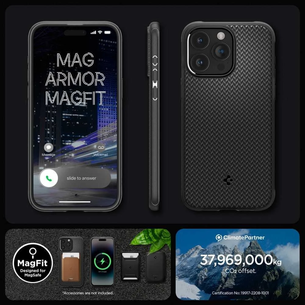 Spigen Mag Armor (MagFit) dėklas skirtas Apple iPhone 15 Pro Max, spalva - Matte Black