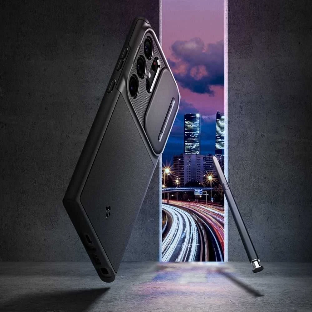 Spigen Optik Armor dėklas skirtas Samsung Galaxy S23 Ultra, spalva - Juoda
