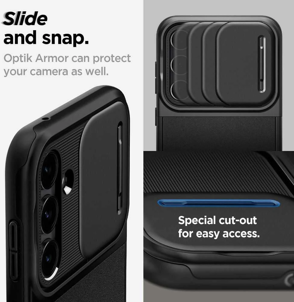Spigen Optik Armor dėklas skirtas Samsung Galaxy S23 FE, spalva - Juoda