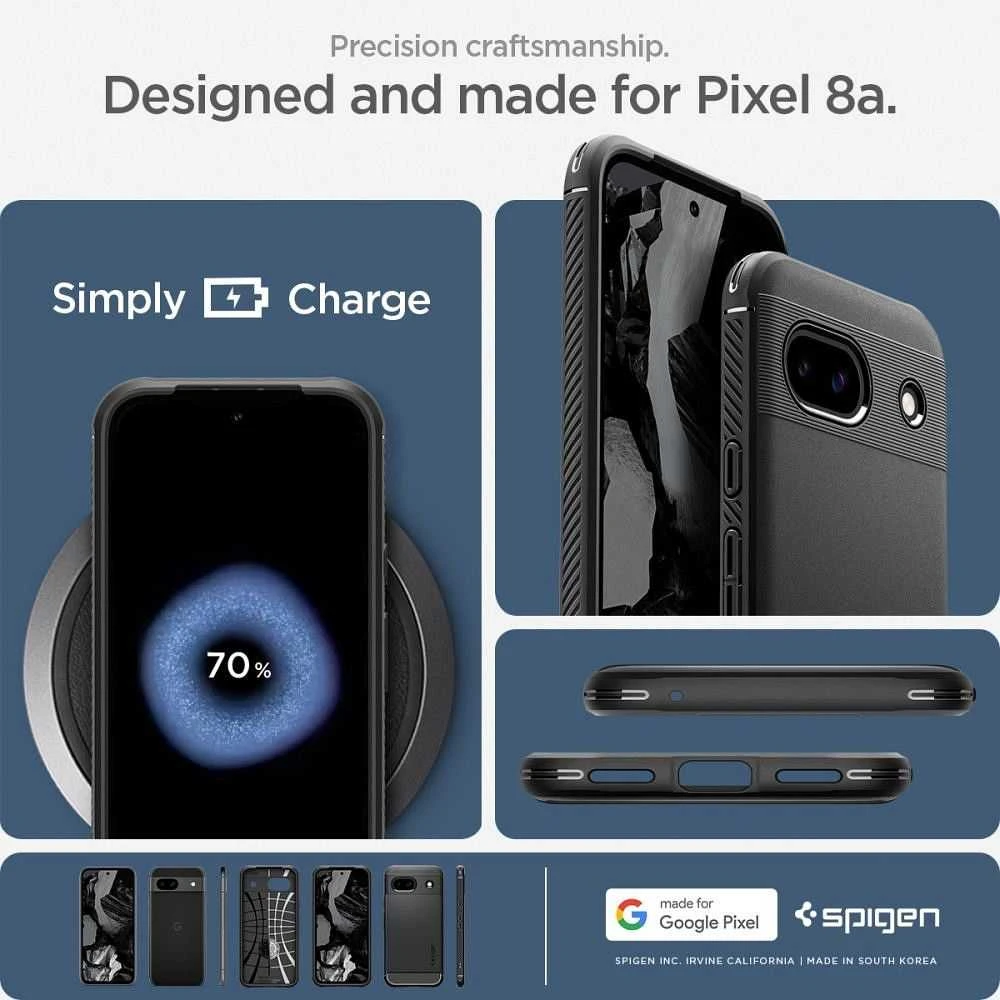 Spigen Rugged Armor – dėklas skirtas Google Pixel 8A Juodas