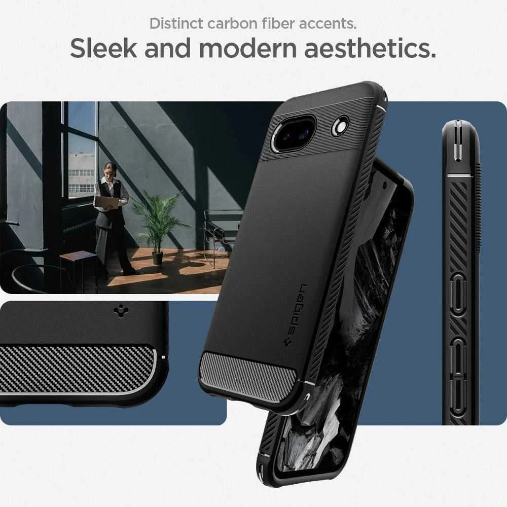 Spigen Rugged Armor – dėklas skirtas Google Pixel 8A Juodas