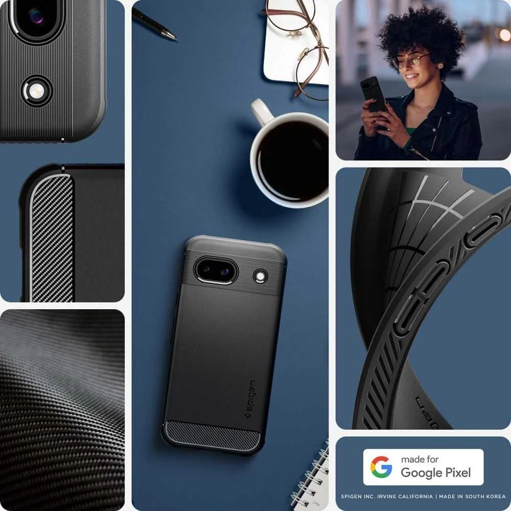 Spigen Rugged Armor – dėklas skirtas Google Pixel 8A Juodas