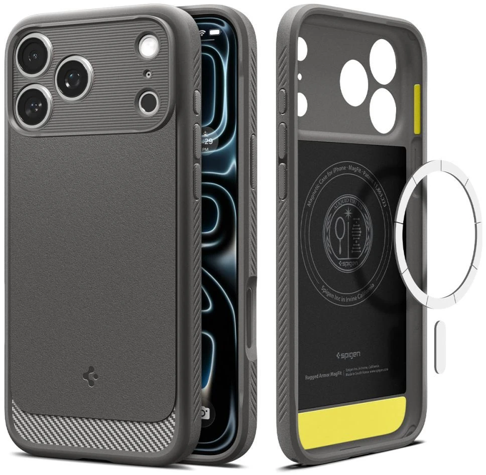 Dėklas Spigen Rugged Armor MagSafe Case for iPhone 18 Pro / 17 Pro - Gray