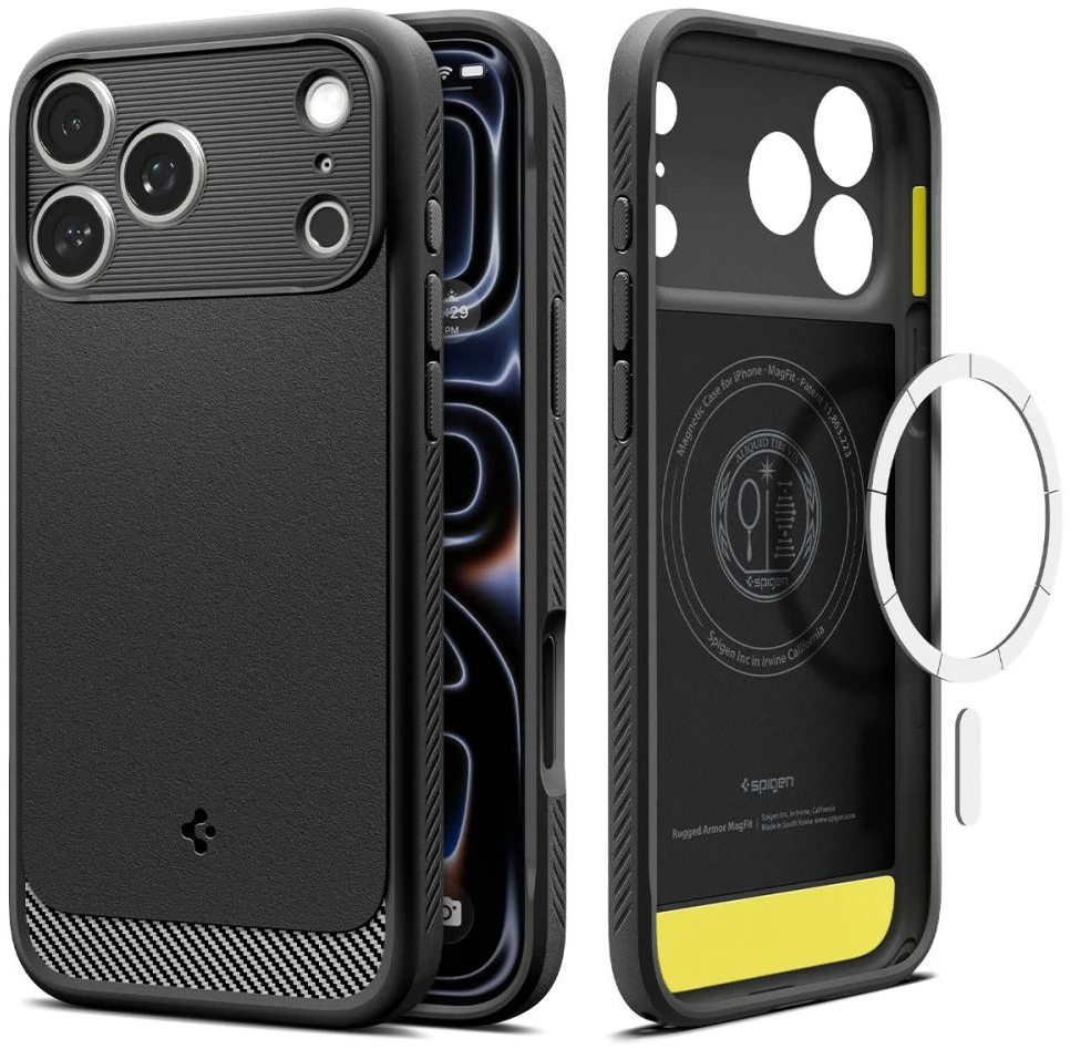 Dėklas SPIGEN case RUGGED ARMOR compatible with MagSafe for IPHONE 18 Pro / 17 Pro matte juodas