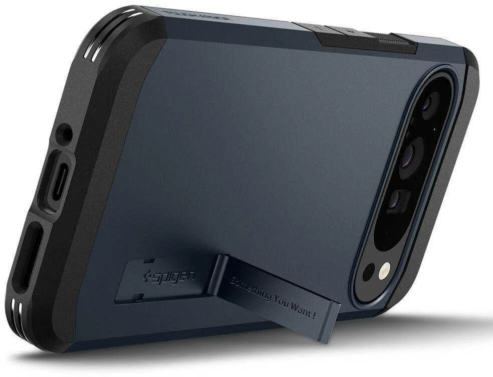 Google Pixel 9 Pro XL Spigen Tough Armor Metal Slate dėklas telefonui juodos spalvos