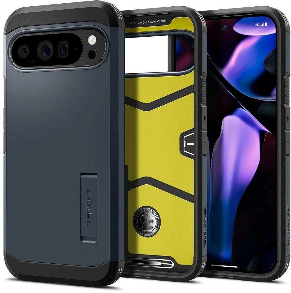 Google Pixel 9 Pro XL Spigen Tough Armor Metal Slate dėklas telefonui juodos spalvos