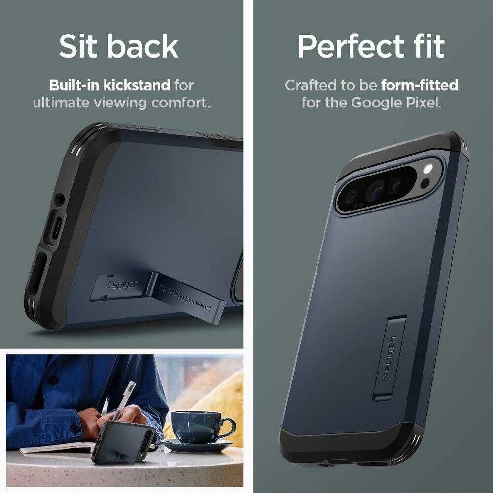 Google Pixel 9 Pro XL Spigen Tough Armor Metal Slate dėklas telefonui juodos spalvos