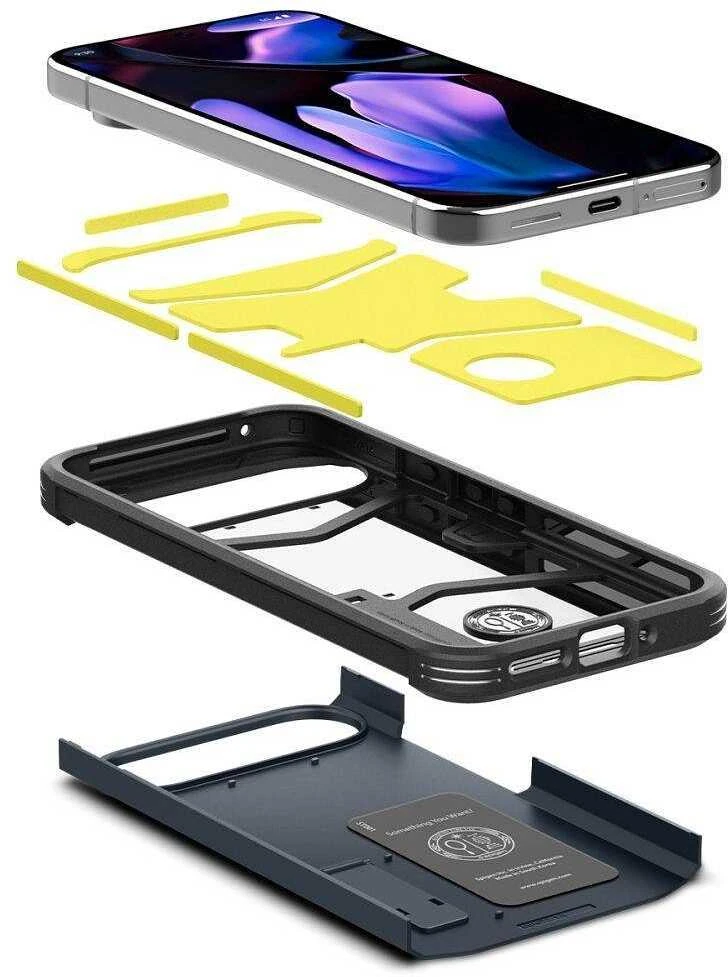 Google Pixel 9 Pro XL Spigen Tough Armor Metal Slate dėklas telefonui juodos spalvos