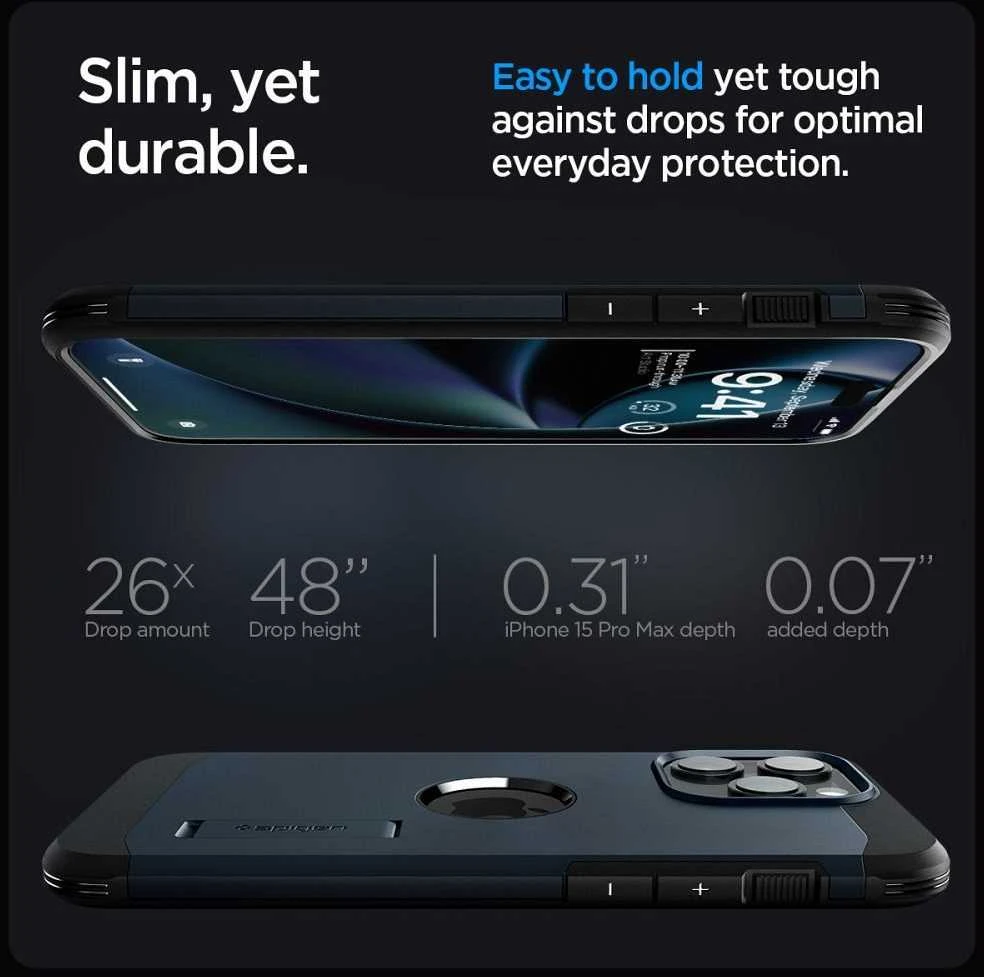 Spigen Tough Armor (MagFit) dėklas skirtas Apple iPhone 15 Pro Max, spalva - Metal Slate