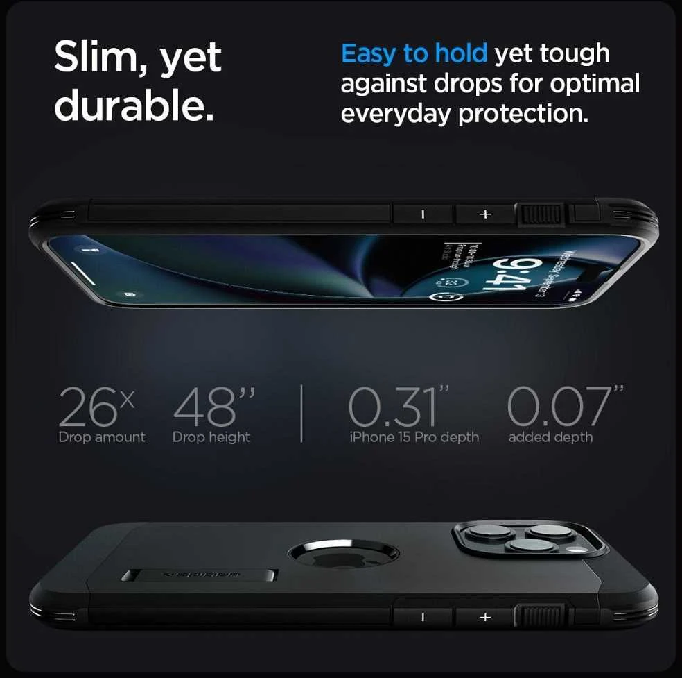 Spigen Tough Armor (MagFit) dėklas skirtas Apple iPhone 15 Pro Max, spalva - Juoda