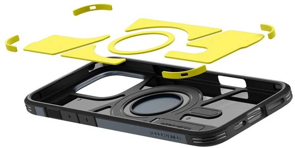 Dėklas „Spigen Tough Armor MagSafe“, metalinis skalūno spalvos – „Apple iPhone 16 Pro“