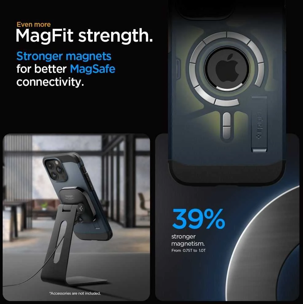 Spigen Tough Armor (MagFit) dėklas skirtas Apple iPhone 15 Pro Max, spalva - Metal Slate