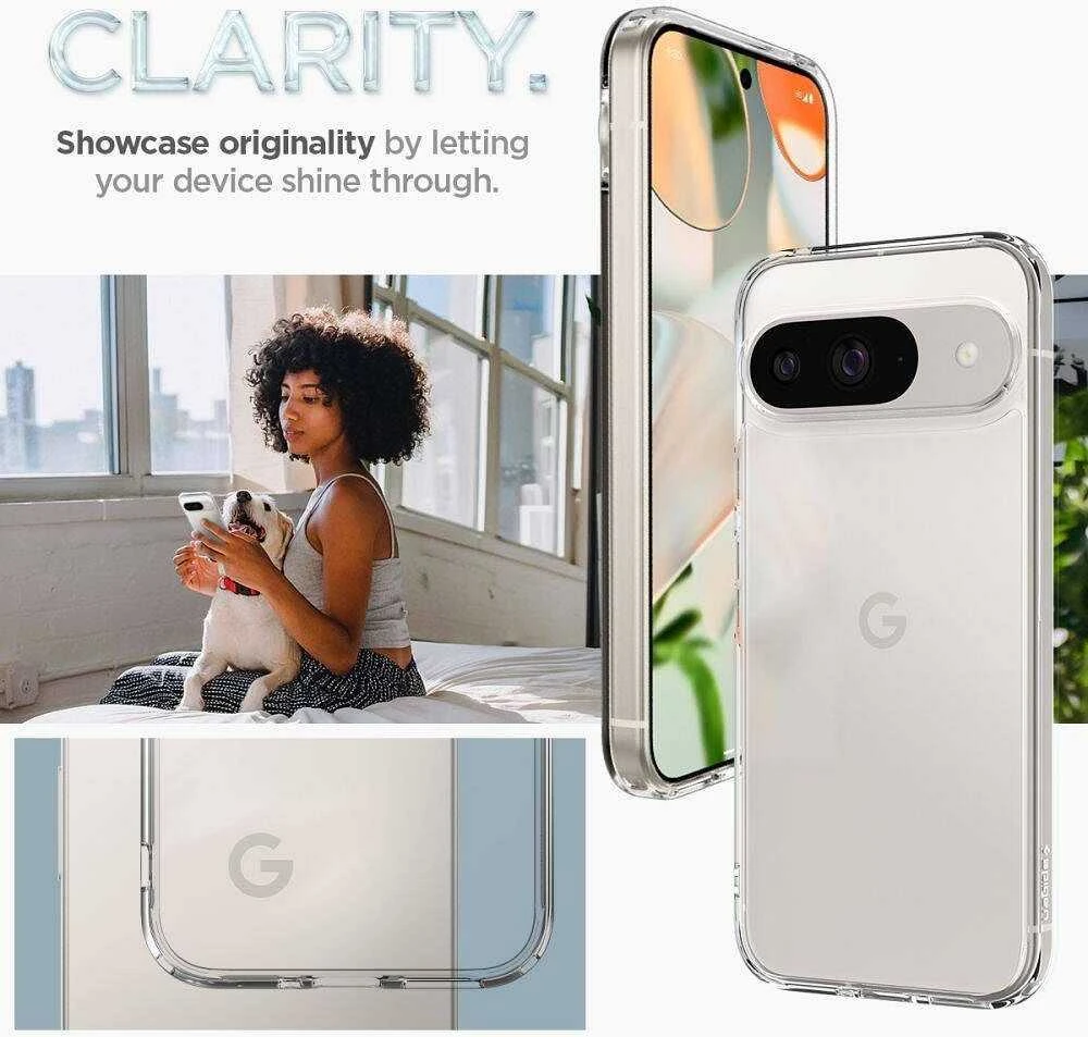 Google Pixel 9 / 9 Pro Spigen Ultra Hybrid Crystal Clear dėklas telefonui skaidrus