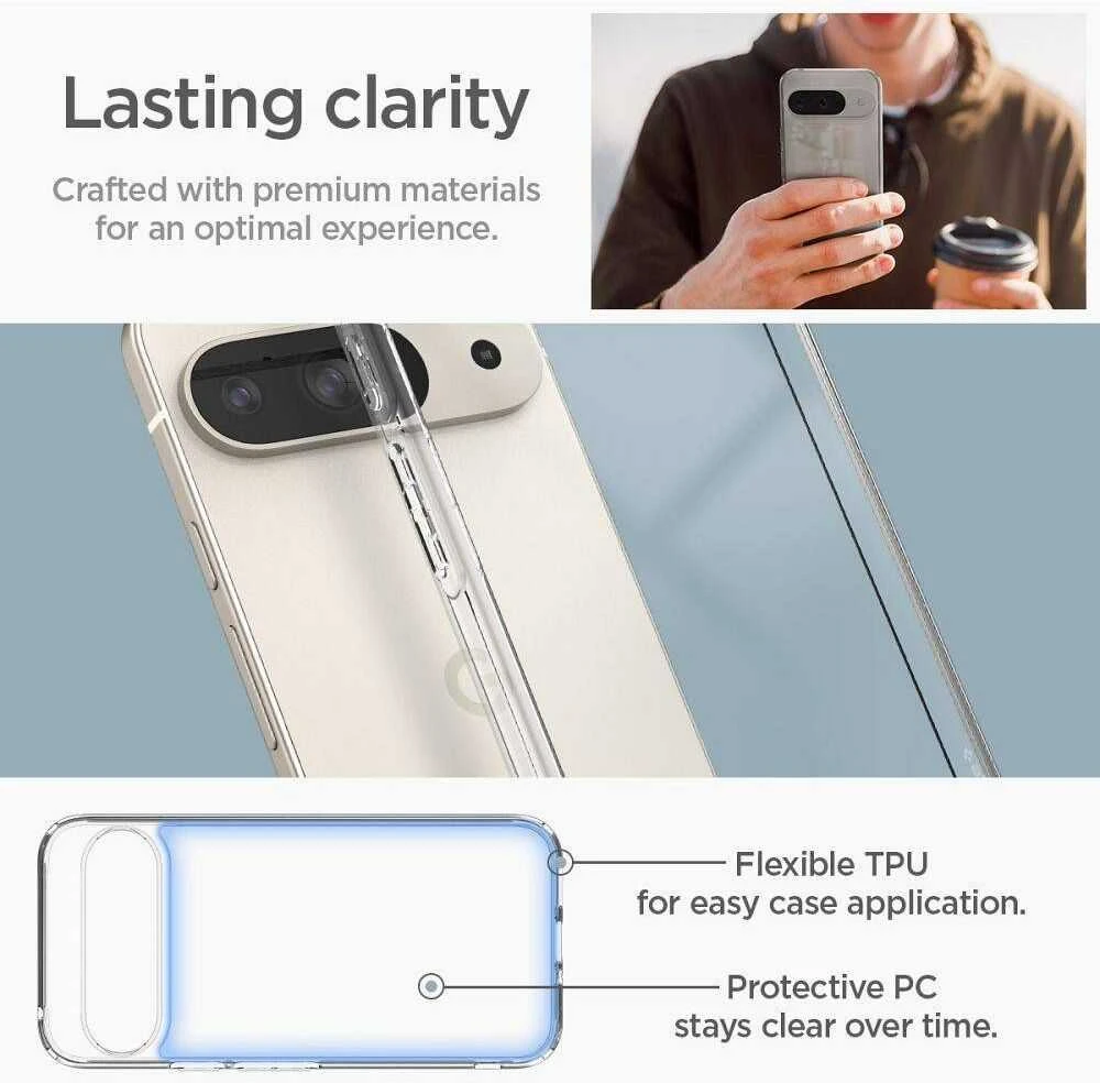 Google Pixel 9 / 9 Pro Spigen Ultra Hybrid Crystal Clear dėklas telefonui skaidrus