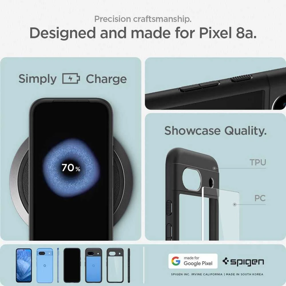 Spigen Ultra Hybrid dėklas skirtas Google Pixel 8a, spalva - Matte Black