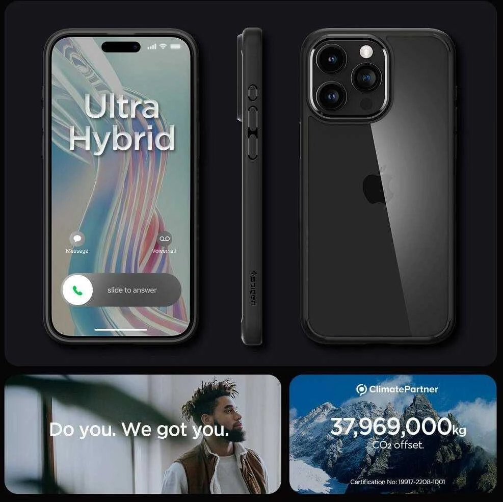 Spigen Ultra Hybrid Apple iPhone 16 Pro Max – dėklas telefonui juodos matinės spalvos