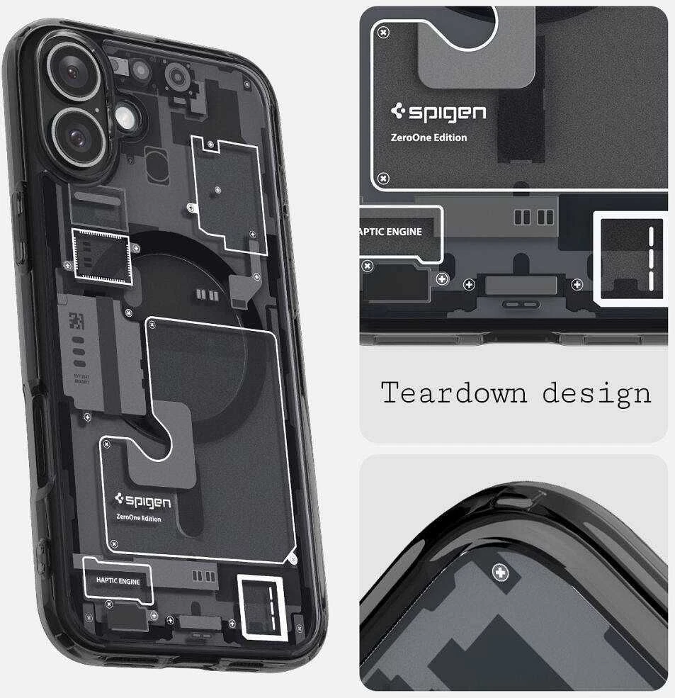 Spigen Ultra Hybrid MagSafe Zero One Apple iPhone 16 – dėklas telefonui pilkos spalvos