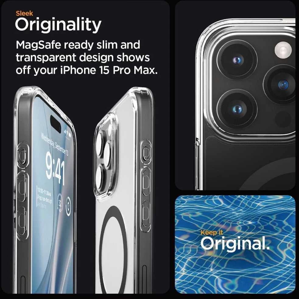 Spigen Ultra Hybrid (MagFit) dėklas skirtas Apple iPhone 15 Pro Max, spalva - Frost Black