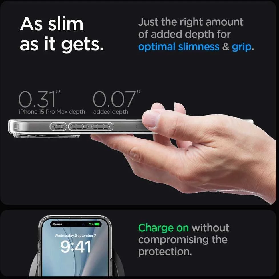 Spigen Ultra Hybrid (MagFit) dėklas skirtas Apple iPhone 15 Pro Max, spalva - Frost Black
