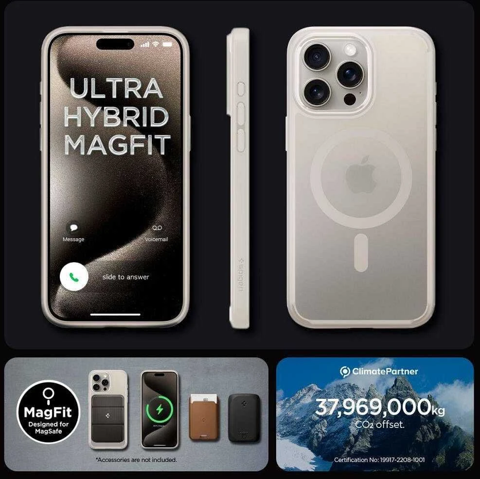 Spigen Ultra Hybrid Mag MagSafe Apple iPhone 16 Pro Max – dėklas telefonui titano spalvos