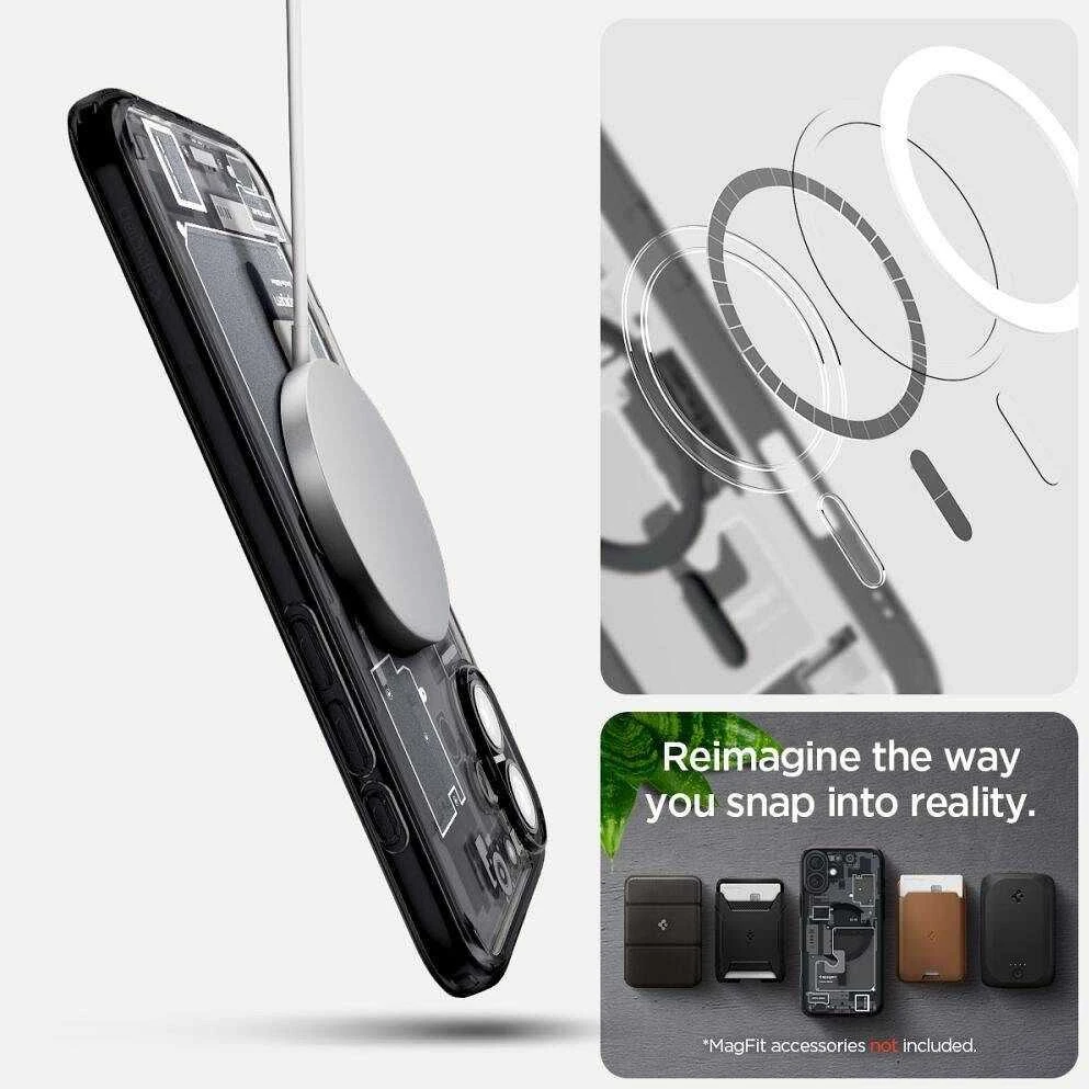 Spigen Ultra Hybrid MagSafe Zero One Apple iPhone 16 – dėklas telefonui pilkos spalvos