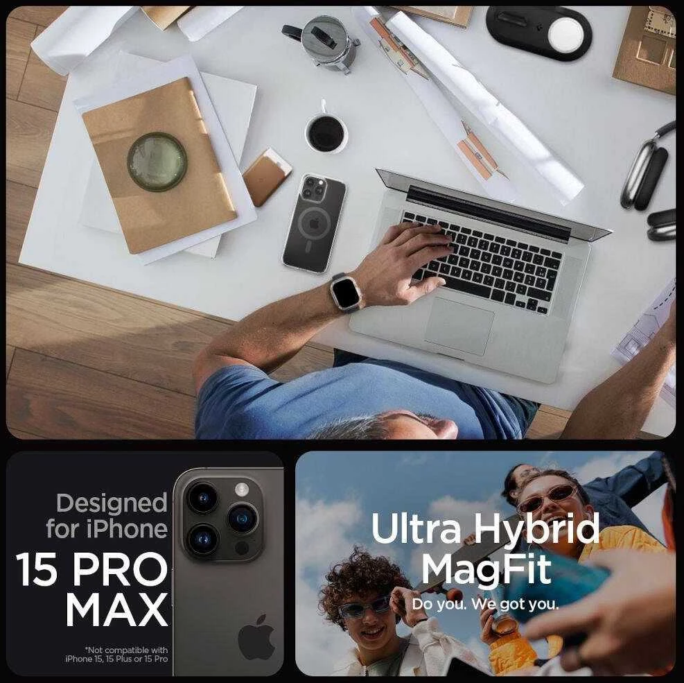 Spigen Ultra Hybrid Mag MagSafe Apple iPhone 16 Pro Max – dėklas telefonui pilkos spalvos
