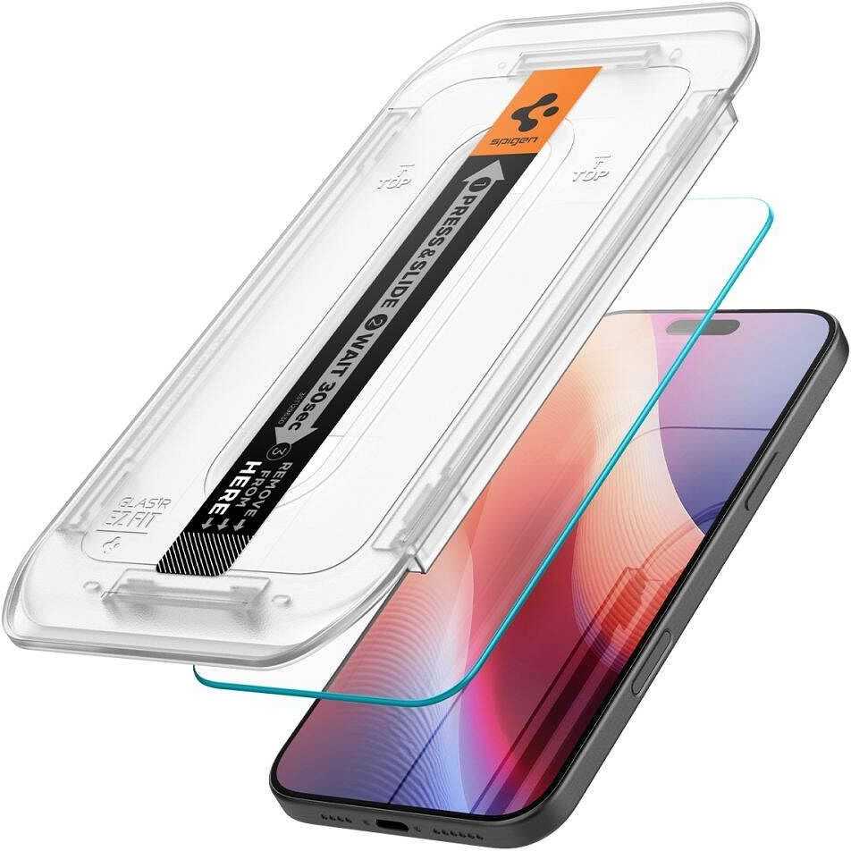„Spigen Glass tR EZ Fit HD“ 1 vnt., skaidrus – „Apple iPhone 16 Pro Max“