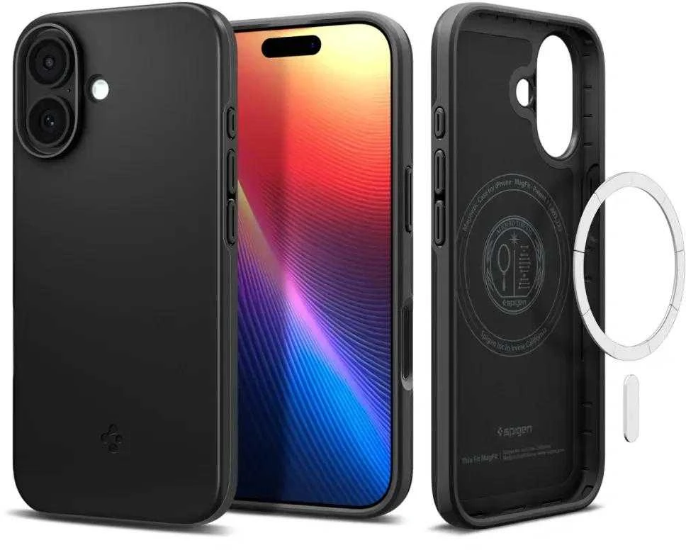 Spigen Thin Fit MagSafe dėklas skirtas Apple iPhone 17 – juodos spalvos