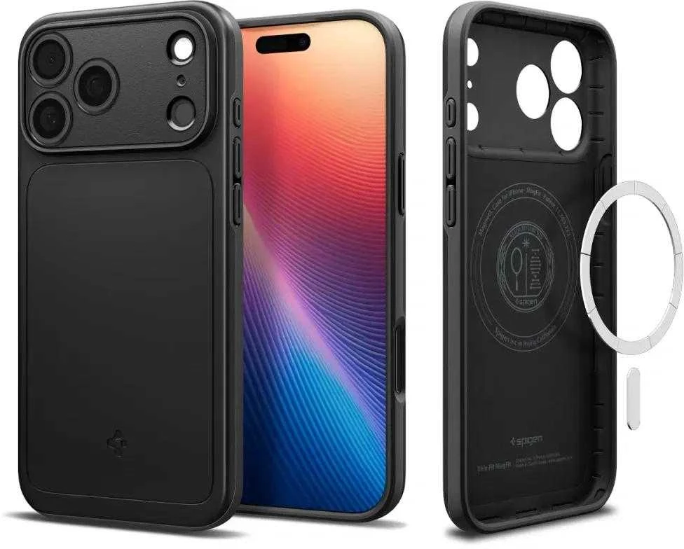 Spigen Thin Fit MagSafe dėklas skirtas Apple iPhone 17 Pro – juodos spalvos