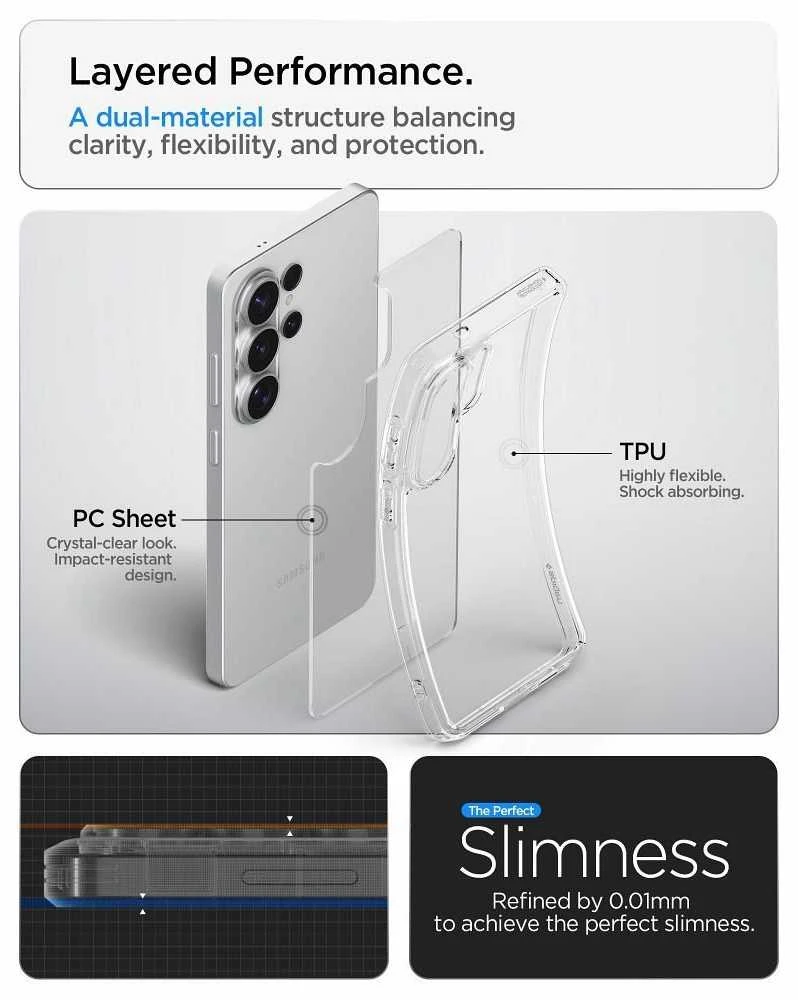 Spigen Ultra Hybrid dėklas skirtas Samsung Galaxy S26 Ultra – skaidrus