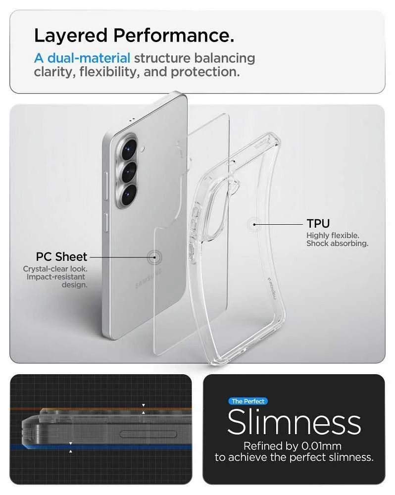 Spigen Ultra Hybrid dėklas skirtas Samsung Galaxy S26 – skaidrus