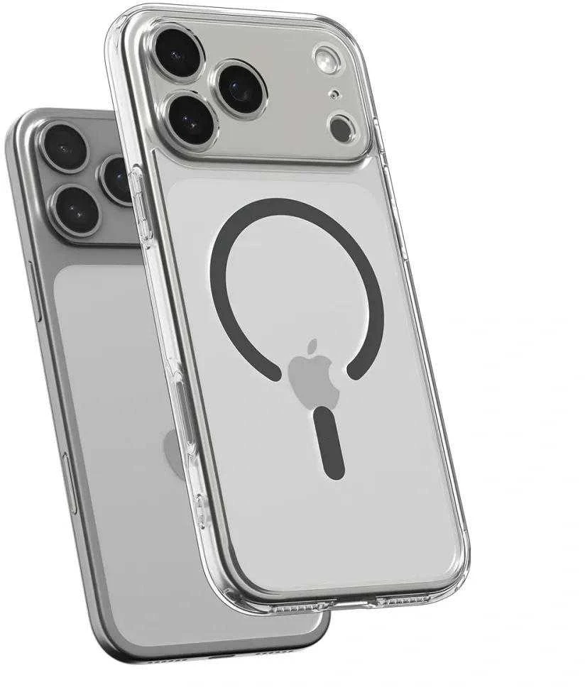 Dėklas „Spigen Ultra Hybrid MagSafe“, skaidrus grafitas – „iPhone 17 Pro Max“